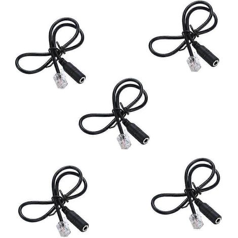 Ensemble de 5 câbles adaptateurs téléphoniques femelles RJ9 vers 3,5 mm, adaptés aux casques d'ordinateur et aux téléphones. (1/5)
