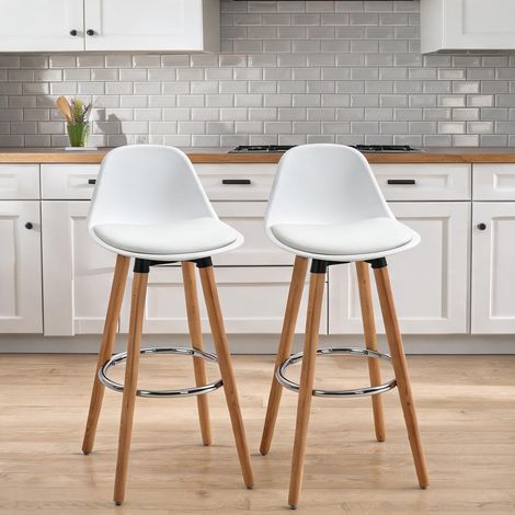 Tabouret de bar weiß en kunstleder Buchenholz 43 x 43 x 91 cm (1/5)