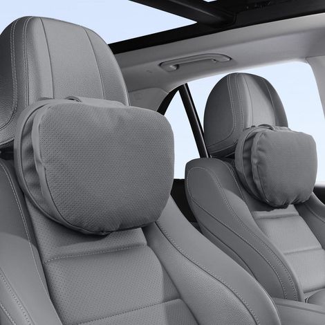 Repose-tête voiture ergonomique double face gris lot de 2 (1/5)