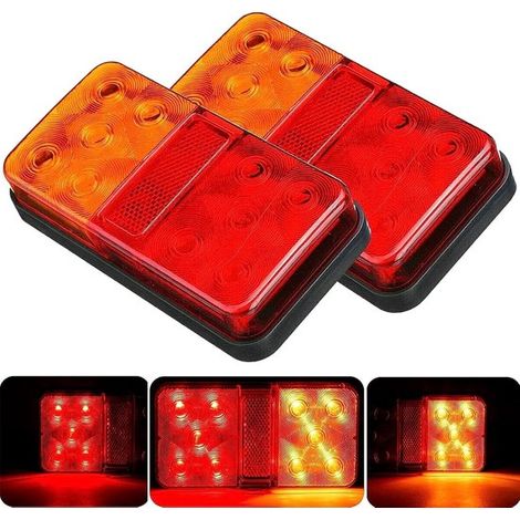 Lot de 2 feux de freinage et clignotants universels à LED 12 V pour remorques, caravanes, camping-cars et camions (1/5)