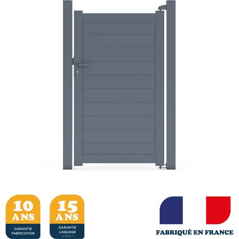 Portillon aluminium gris anthracite RAL 7016 – Dimensions L104 x H172 cm – Prêt à poser avec accessoires inclus – Fabrication française