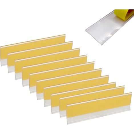 Porte-étiquettes métalliques pour étagères, porte-étiquettes autocollants en plastique avec insert pour étiquette papier, étiquettes transparentes pour bacs de rangement, école, étagères, armoires...