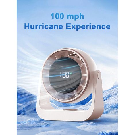 Tischventilator ohne Rotorblätter, 2000 mAh/2000 mAh/4000 mAh, USB-aufladbar, multifunktionaler Tischventilator mit 100 Windgeschwindigkeitsstufen, leiser Turbinenventilator, Luftkühler mit LCD-Displa