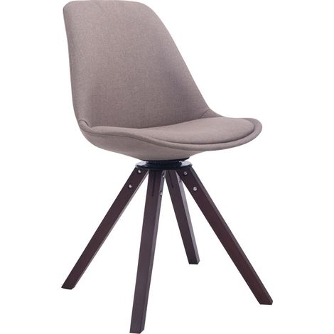 Chaise de salle à manger visiteur pivotante en tissu taupe et bois noyer avec assise 360° 100008839 (1/3)