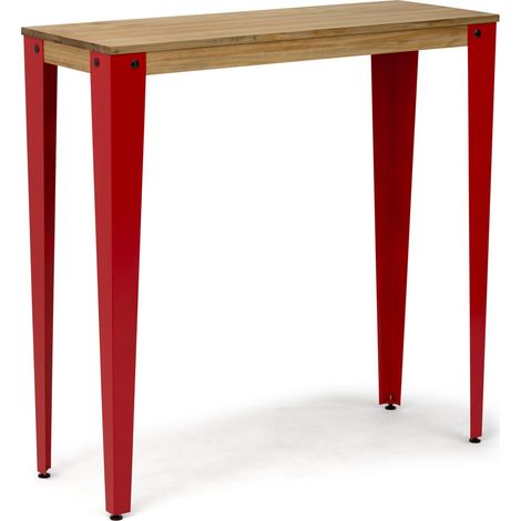 Mesa alta Lunds 40x120x110 cm Roja en madera de pino maciza acabado vintage. (1/5)