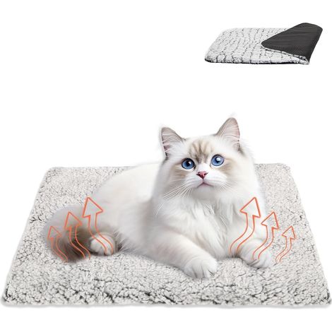 1 Tapis Chauffant, 70x50cm Gris, Matériau Polaire, Surface Antidérapante, Pour Chat Et Chien (1/5)