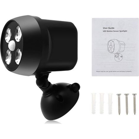 Aplique de pared LED Nighthawk para exteriores con sensor de movimiento, automático y color negro. (1/5)