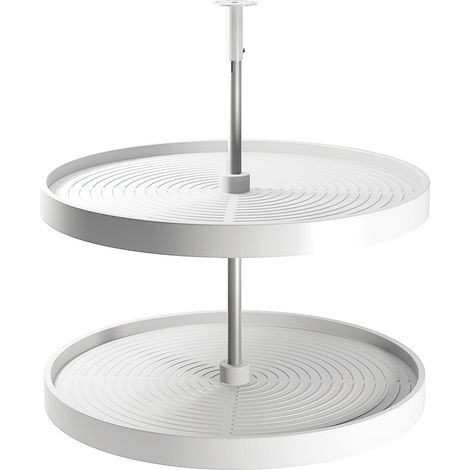 emuca juego de bandejas circulares shelvo para mueble de cocina, para módulo 800mm, plástico y aluminio, blanco