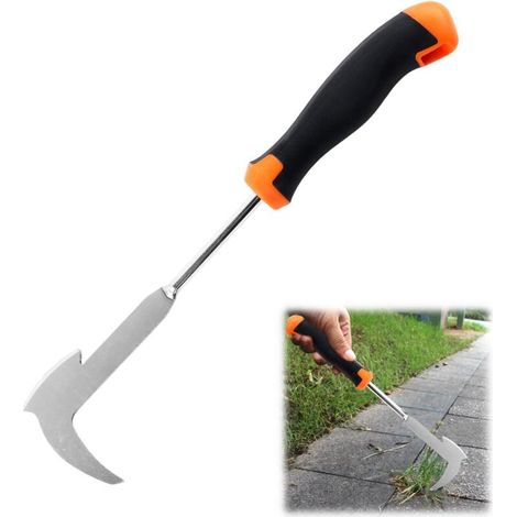 (Orange) Désherbeur manuel en acier inoxydable de 34 cm, arrache-mousse pour enlever la mousse et les mauvaises herbes des joints de pavage, outils de jardinage (1/5)