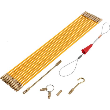 Tire-câbles en fibre de verre de 33 cm (10,83 pi) avec étui, 10 tiges de 33 cm (10 pi) (1/4)