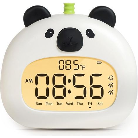 Sveglia per bambini Panda Sleep Trainer, con luce notturna LCD dimmerabile, ricaricabile tramite USB, 3 timer di sveglia e assistente al risveglio, perfetta come regalo decorativo per bambini e bambin