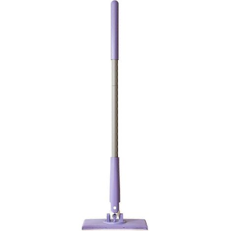Balai-serpillère AURA petit format, plat et facile à nettoyer, avec changement de lingette mains libres et tête pivotante à 360°, idéal pour les petits espaces comme la salle de bain. (1/5)
