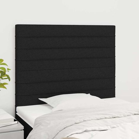 vidaXL Cabecero de cama negro 100x5x118/128 cm Tela (1/5)