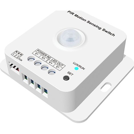 Sensor de Movimiento PIR Crepuscular 80º para Tira LED 12-24-48V SKYDANCE E1-RS Blanco