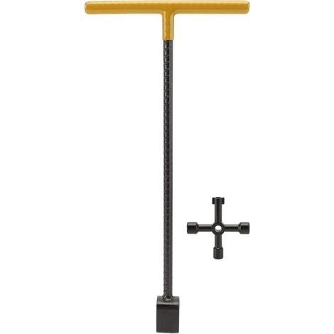 Key multifunctional in T for meter water Steel durable Tool utilitaire 4 channels for valve and faucet 41x19.5cm (1/5)