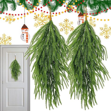 Guirlande de Pin Artificiel Ornement de Noël pour Cheminée - 2 Pièces Décoratives Artificielles 66 cm pour Rampe, Porche, Cheminée, Escalier, Table, Fenêtre, Mur, Porte (1/5)