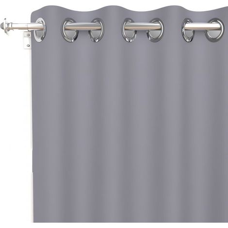 Rideau occultant infroissable 135x250 cm – 100% polyester – 8 oeillets inox anti-rouilles – Entretien facile, lavable en machine 30°C (1/2)