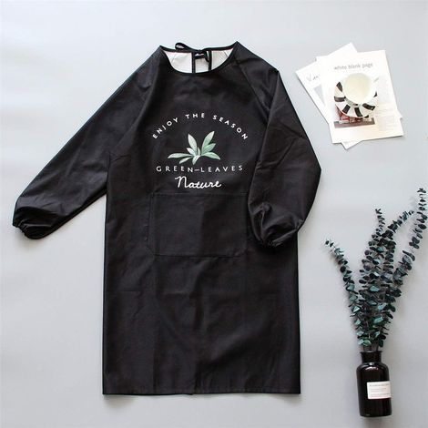 Tablier à manches pour parents et enfants Imperméable Anti-huile Tissu Tablier de peinture avec poche Tablier de cuisine, Motif A, Erwachsene Größe (nur 1 Stück) (1/5)