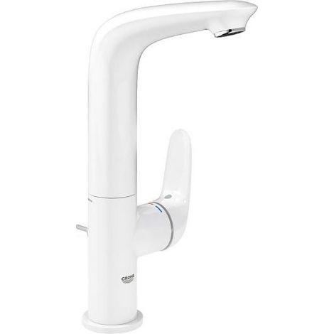 Grohe – Mitigeur de lavabo L moon white – Poignée pleine métallique – Montage monotrou – Bec haut orientable 360° – Économie d'eau EcoJoy (1/6)