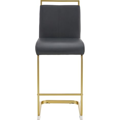 Set de 2 taburetes de bar estilo nórdico en piel sintética negra con patas doradas MODENUIT (1/5)