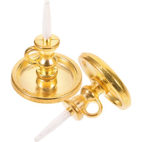 Deux chandeliers miniatures en alliage d'or, échelle 1:12 (1/2)