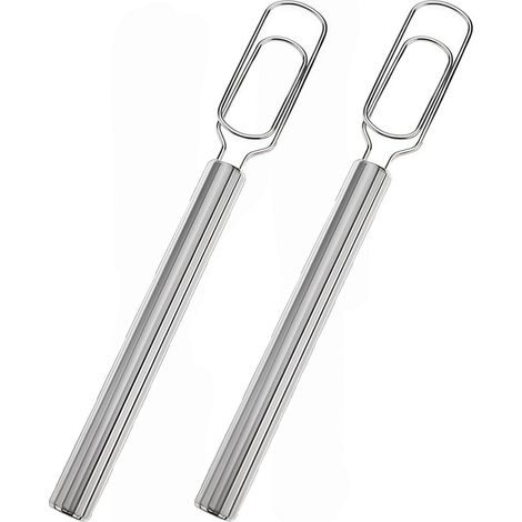 Set di 2 impastatrici in acciaio inox - 30 cm - Spatola per lievito madre e frusta per pane - Per pizza, pasticceria e panificazione - Facile da pulire - Argento (1/5)