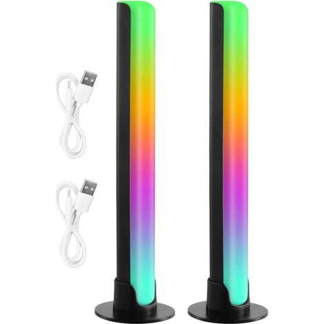 RGB-LED-Leiste 2 Stück 21 cm Musiksynchronisation mehrfarbiges und dynamisches Stimmungslicht für Spielzimmer PC-Hintergrundbeleuchtung keine App (1/5)