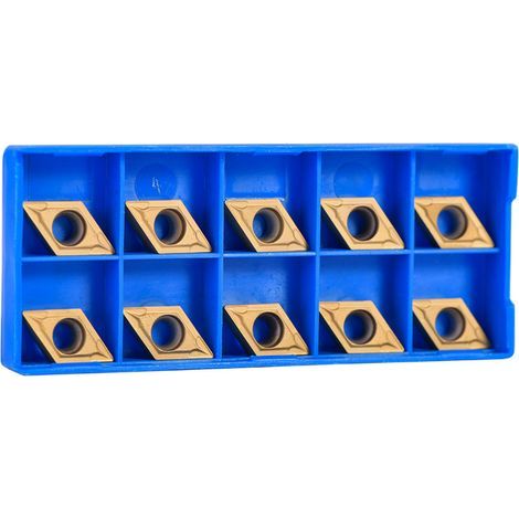 Set of 10 diamond-shaped rotary insert blades for CNC carbide cutters DCMT11T304-HM YBC251, for turning and threading tools for finishing steel on lathes and milling machines (1/5)