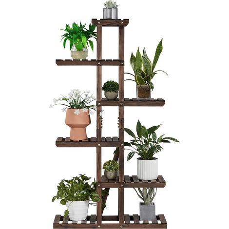 Homevive 6 Niveles Estantería para Plantas 75 x 27 x 140 cm Soporte Macetas Exterior Macetas de Madera para Balcón Interior Patio