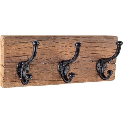 Appendiabiti "Rafter" struttura in legno con ganci in ferro per arredamento -3 ganci (1/4)