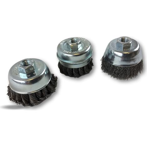 Brosse coupe rotative boisseau meuleuse d'angle  Garnissage Acier torsadé - Quantité x 1 - Pack 3 brosses coupe variées (1/5)