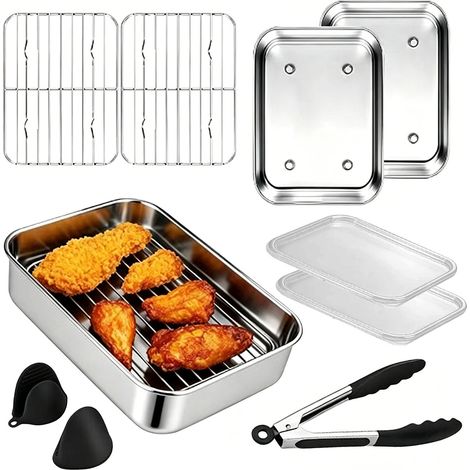 Accessoires Airfryer en acier inoxydable 304 avec bol, grille, pince et gants
