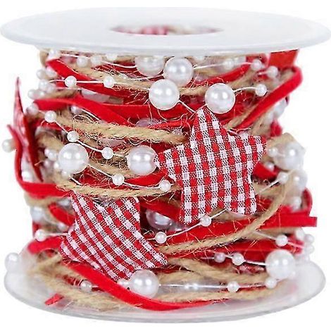 Ruban de Noël décoratif de 1/2 m, guirlande de perles en forme d'étoile, ornement pour sapin de Noël, bricolage, emballage cadeau de Noël, Nouvel An, Fête des Mères (1/5)