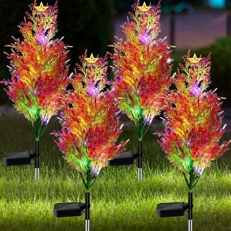 4 pièces lampe solaire jardin, LED colorées, étanche IP65 pour pelouse terrasse décoration extérieure