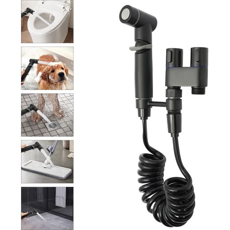 【Chauffage et ventilation】Kit Douchette WC Robinet Bidet, Douche hygiénique, Tuyau télescopique, Douchette à main à jet puissant pour WC, déal pour la douche et le nettoyage (1/5)