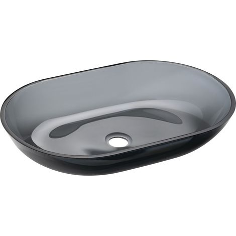 Vasque à poser SCALO en verre 56x36cm, noir (1/4)
