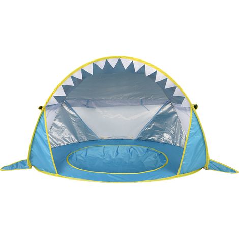 Tenda da spiaggia pop-up per bambini con piscina, tenda da spiaggia portatile blu anti-squalo per uso esterno