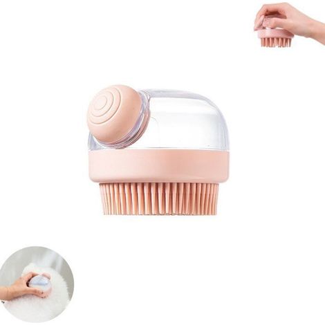 Brosse de bain pour chien avec distributeur de shampoing, brosse en silicone anti-fuites, massage et toilettage pour chiens de petite et moyenne taille (1/5)