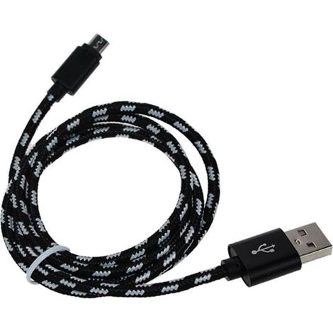 Câble Micro USB Tressé 1 Mètre Noir 2a DC 5v Chargeur Rapide et Transfert de Données pour Téléphones et Tablettes eur en Métal et Silicone (1/5)