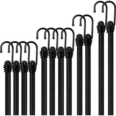12 Tendeurs Élastiques avec Crochets Lot de 4 Longueurs diamètre 8mm (1/5)