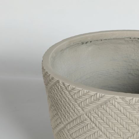 Lot de 2 jardinières rondes en béton, grands pots décoratifs rustiques faits à la main pour l’extérieur et l’intérieur, avec trous de drainage pour jardin, maison et terrasse, 37 x 28 cm et 45 x 35 cm