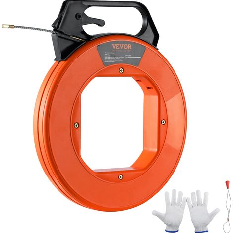 Aiguille Électricien 38,1 m Tire Fils Électrique en PET Extracteur Tirage de Fil Câble Flexible 4,5 mm avec Boîtier Plastique Poignée Robuste Gants pour Murs Conduits Électriques Non Conducteur (1/5)