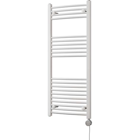 Zennor - White Electric Towel Rail H1200mm x W500mm Curved 500w Thermostatic (1/3)