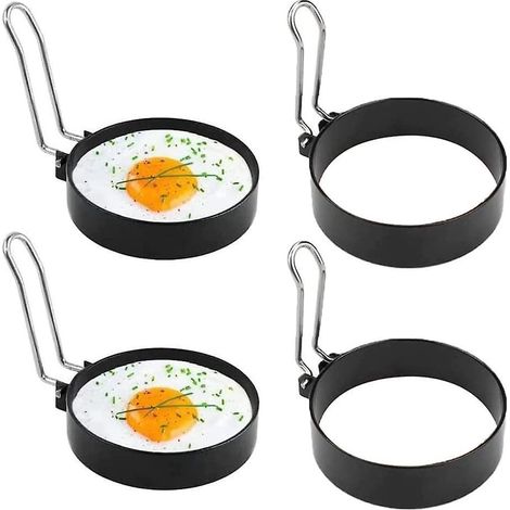 4 Pieces Stainless Steel Egg Rings, Fried Egg Rings, Non-stick Egg Rings, Mini Round Pancake Egg Rings For Fried And Poached Egg Crumpets (1/5)