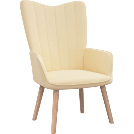 Chaise de relaxation Fauteuil relax - Blanc crème Velours BonneVie-29918 (1/5)