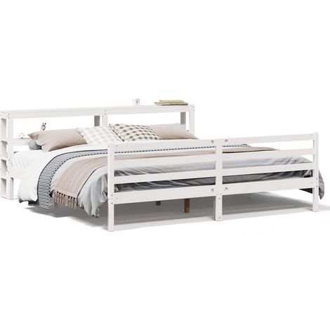 Maison Exclusive - Massivholzbett ohne Matratze Weiß 200x200 cm K (1/5)