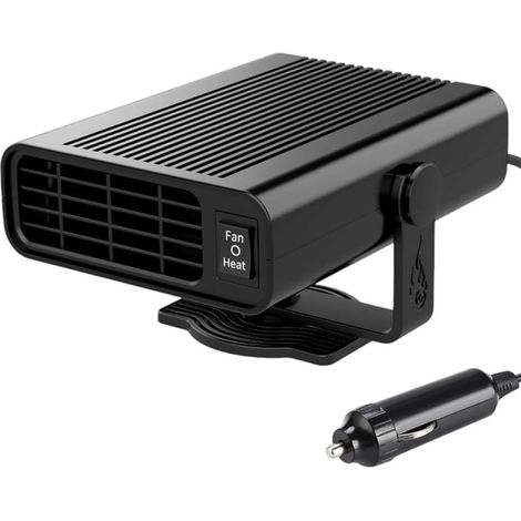 Car heater, 12V, 120W, cigarette lighter socket, 2-in-1 windshield defroster, with 360° swivel base, fast heating for all vehicles, black (1/5)