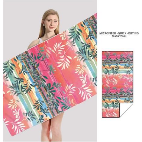 1 Serviette de Plage, Microfibre, Anti Sable, Séchage Rapide, Grande Taille 150x75 cm, Plage Camping Fitness (1/3)