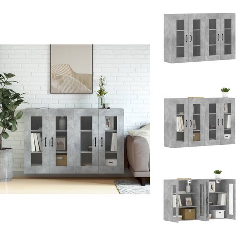 Armoires murales 2 pcs gris béton bois d'ingénierie - Armoire Murale - Meuble De Rangement - Buffet - Étagère Murale - Décoration Intérieure (1/5)