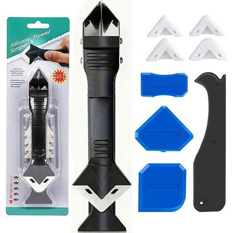 Outil 3-en-1 pour joints silicone, grattoir nettoyeur avec 5 embouts interchangeables (1/4)